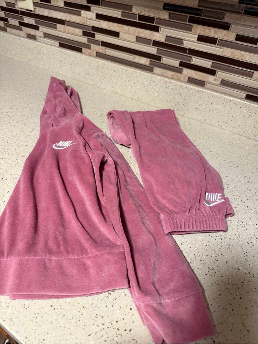Nike Kids Mauve Velour Jogger & Zip Jacket Set
